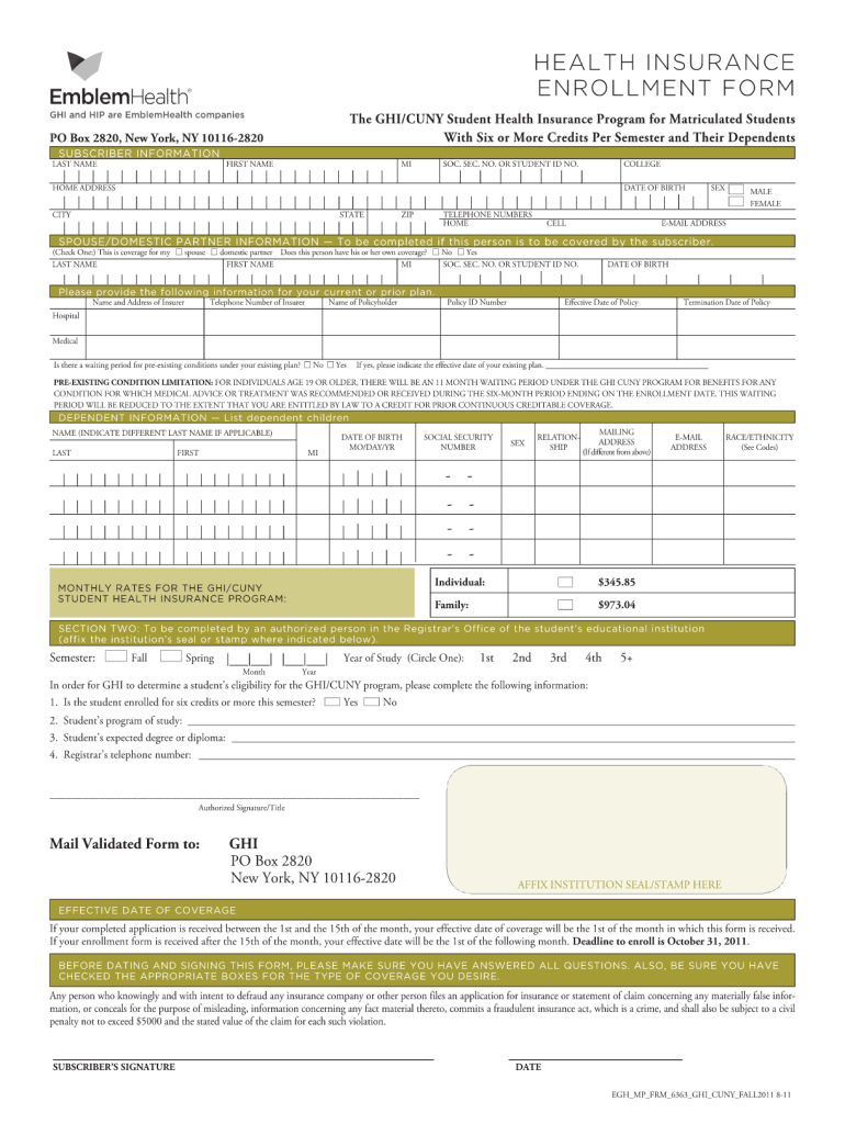  Emblemhealth Cobra Form 2011-2024