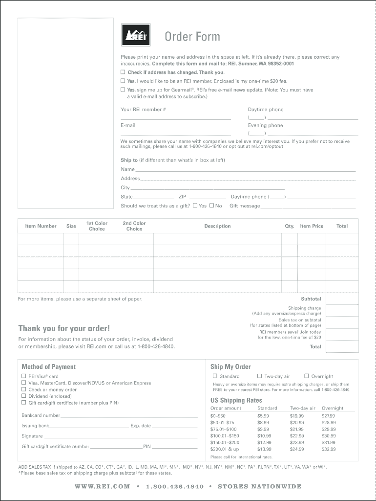Order Form  REI