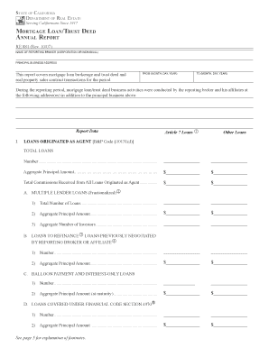 DRE Form Mortgage LoanTrust Deed Annual Report RE 881 Dre Ca