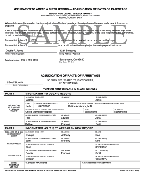 Sample of Adjudication of Parentage  Form