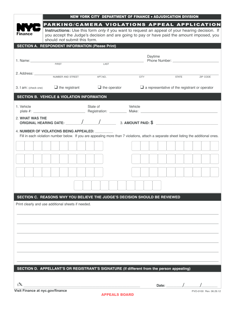  Parkingcamera Violations Appeal Application Form 2019