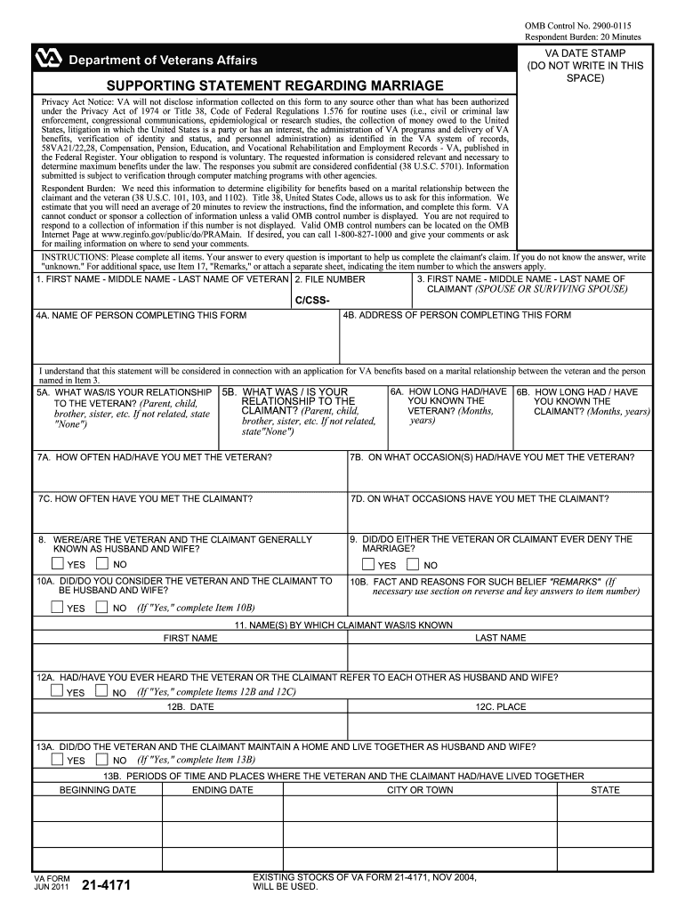 Va Form 21 4171