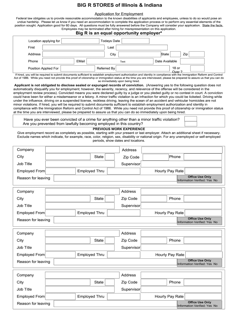 Big R Application  Form