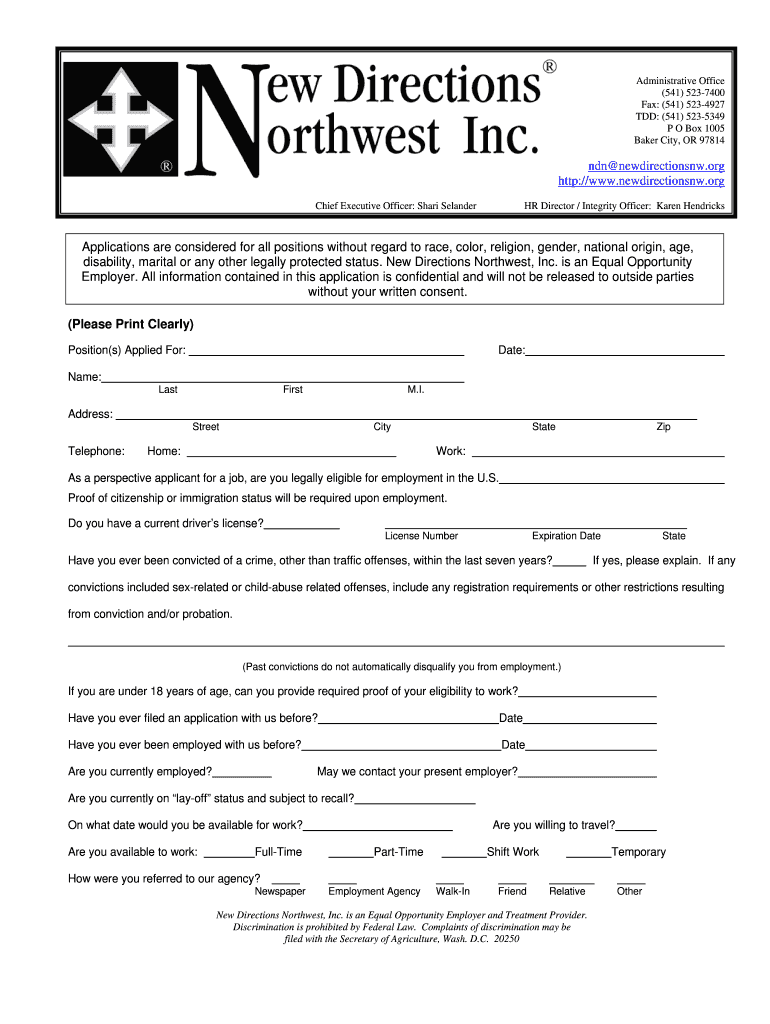 Newdirectionsnworg Form