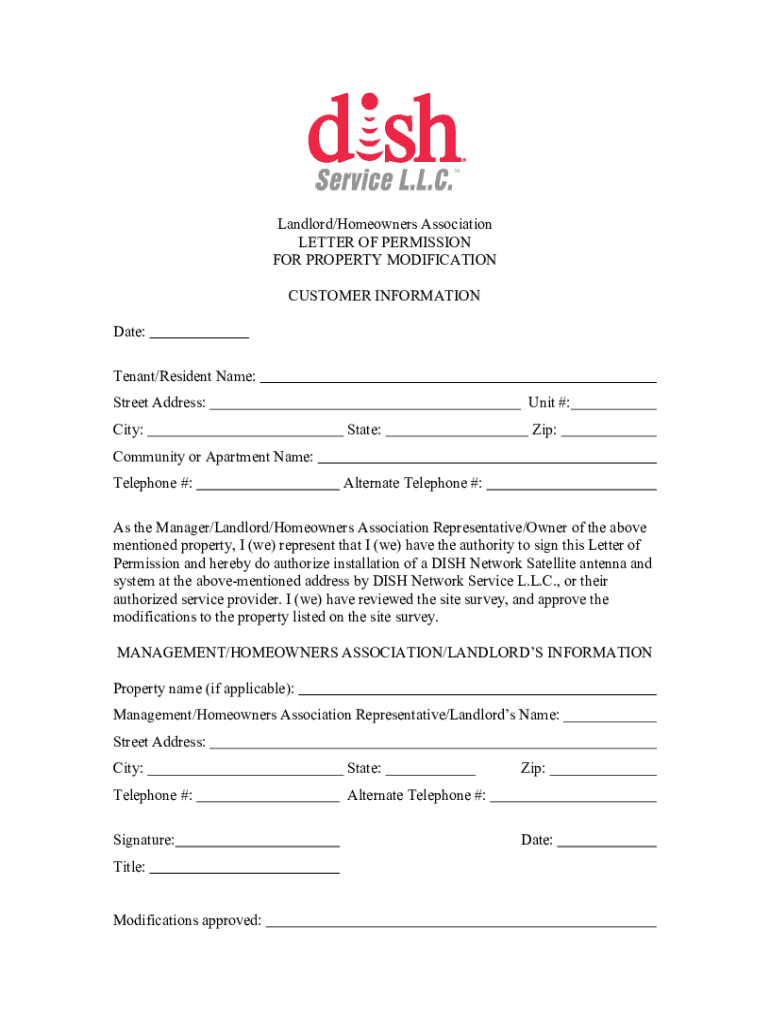  Dish Landlord Permission Form 2005-2024