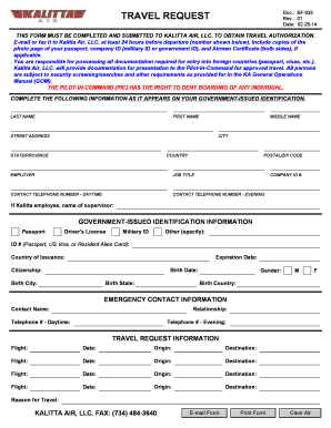 Travel Request Form Kalitta Air