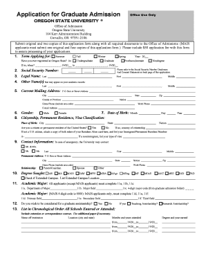 Oregon State University Application  Form