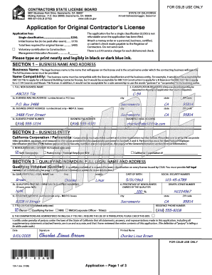 Contractors License Board  Form