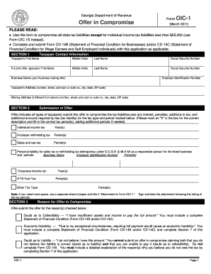 Offer of Compromise Form Ga