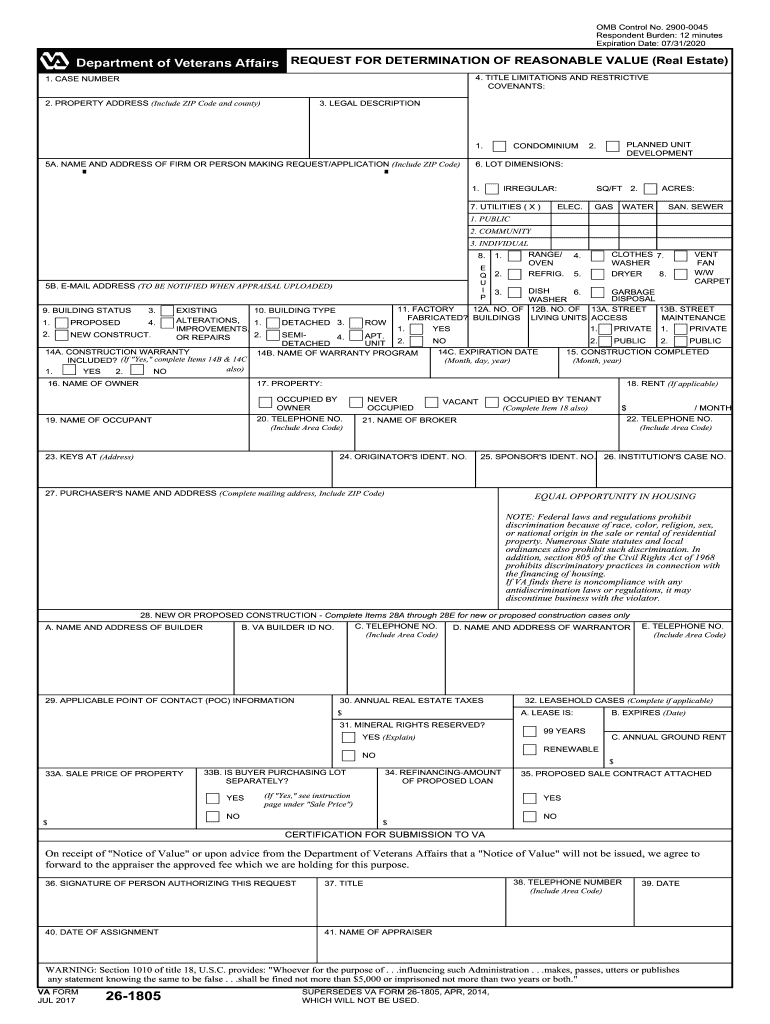  Va Form 1805 2008-2024