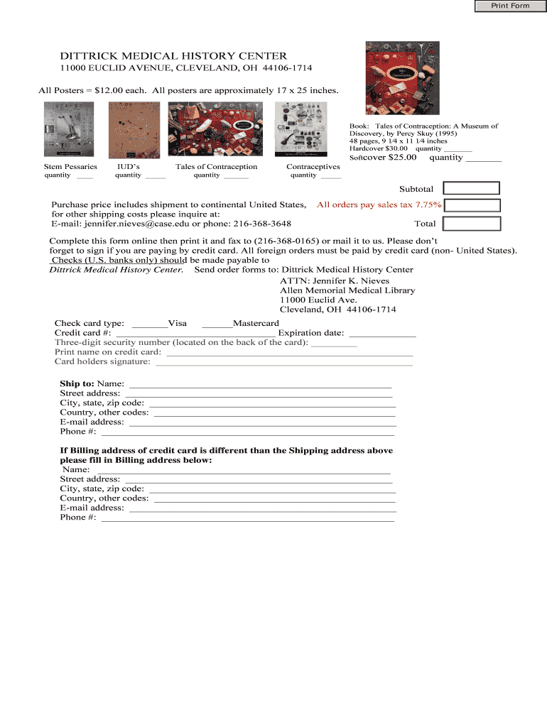 DITTRICK MEDICAL HISTORY CENTER  Case  Form