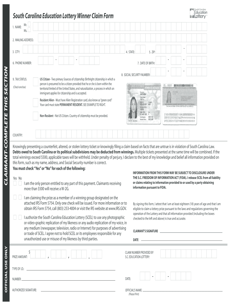 Sc Claim Form