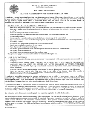  Form of Wage Claim with Boli 2010