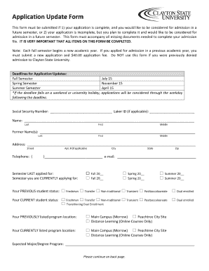 Application Update Form Admission Clayton State University Admissions Clayton