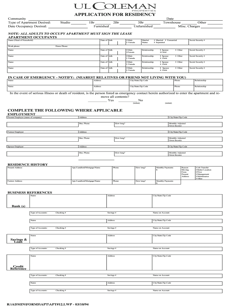 Download Application  U L Coleman Companies  Form