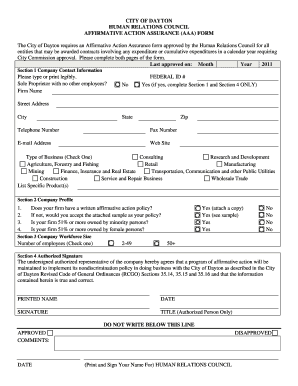 City of Dayton Affirmative Action Form