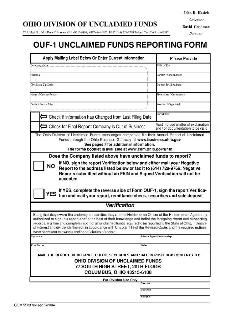  Ohio Unclaimed Funds Form 2004-2024