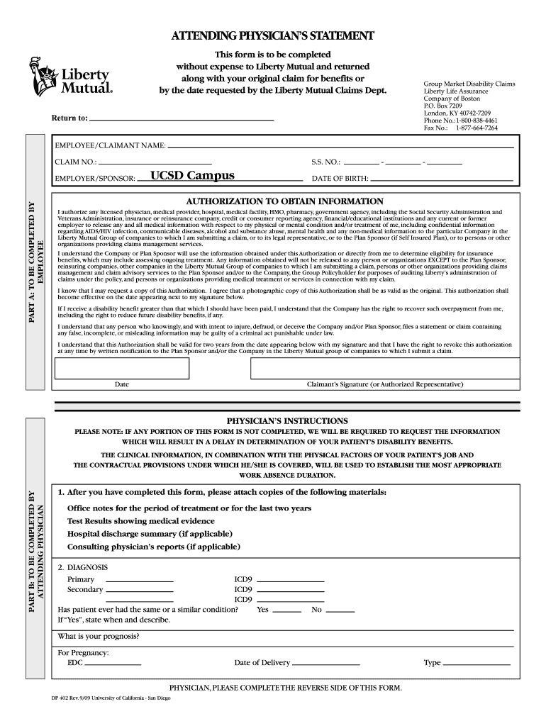  Dp 402 Dms Form Liberty Mutual 2009