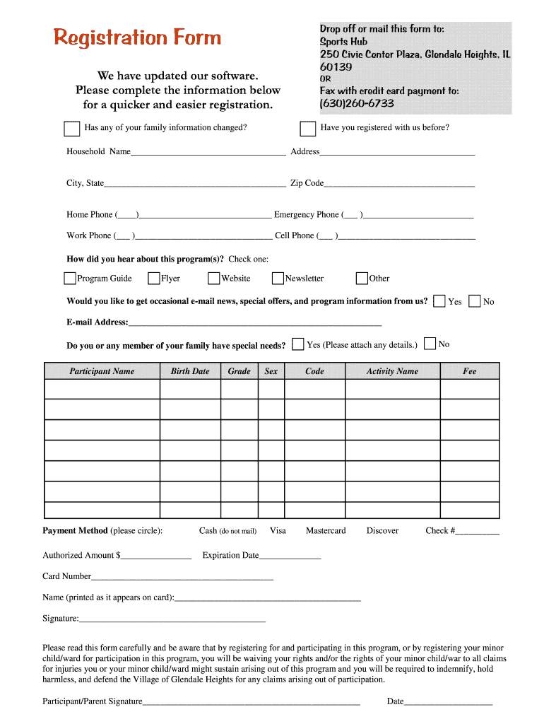 Registration Form 4 Pub  Village of Glendale Heights  Glendaleheights