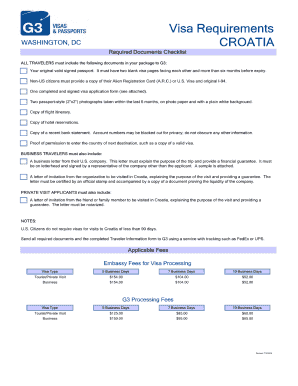 Croatia Visa Application Form