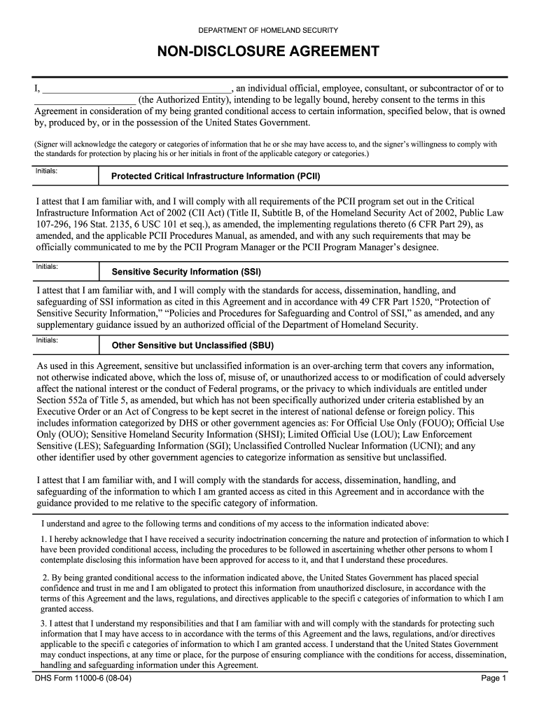 Dhs Form 11000 6 Instructions