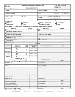 Transcript Order Form Ao 435