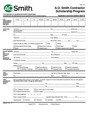 Ao Smith Scholarship Application Form