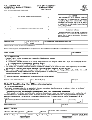  STAY of EXECUTION APPLICATION SUMMARY PROCESS  Jud Ct 2011