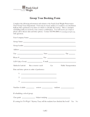 Tour Booking Form PDF