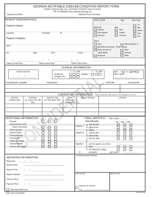 GEORGIA NOTIFIABLE DISEASE CONDITION REPORT FORM