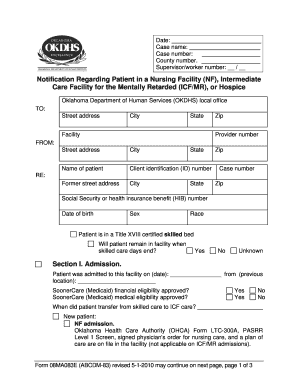 Oklahoma State Department of Health Discharge Form Abcdm83