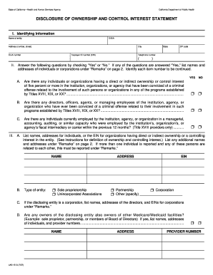Disclosure of Ownership Form Texas Clia