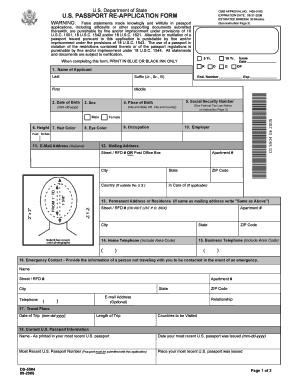 Printable Passport Application  Form