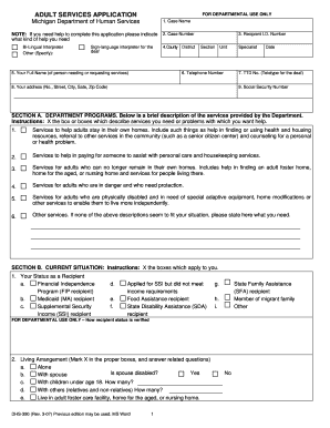 Adult Services Application  Form