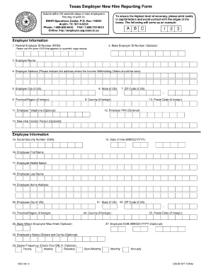  Texas New Hire Reporting Form 2013