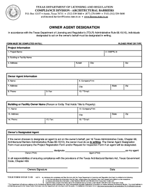 Tdlr Owner Agent Designation Form