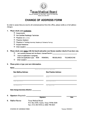 Child Support Change of Address Form