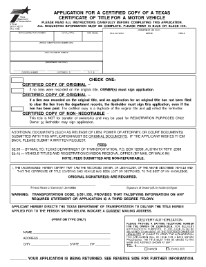 Texas Title Template  Form