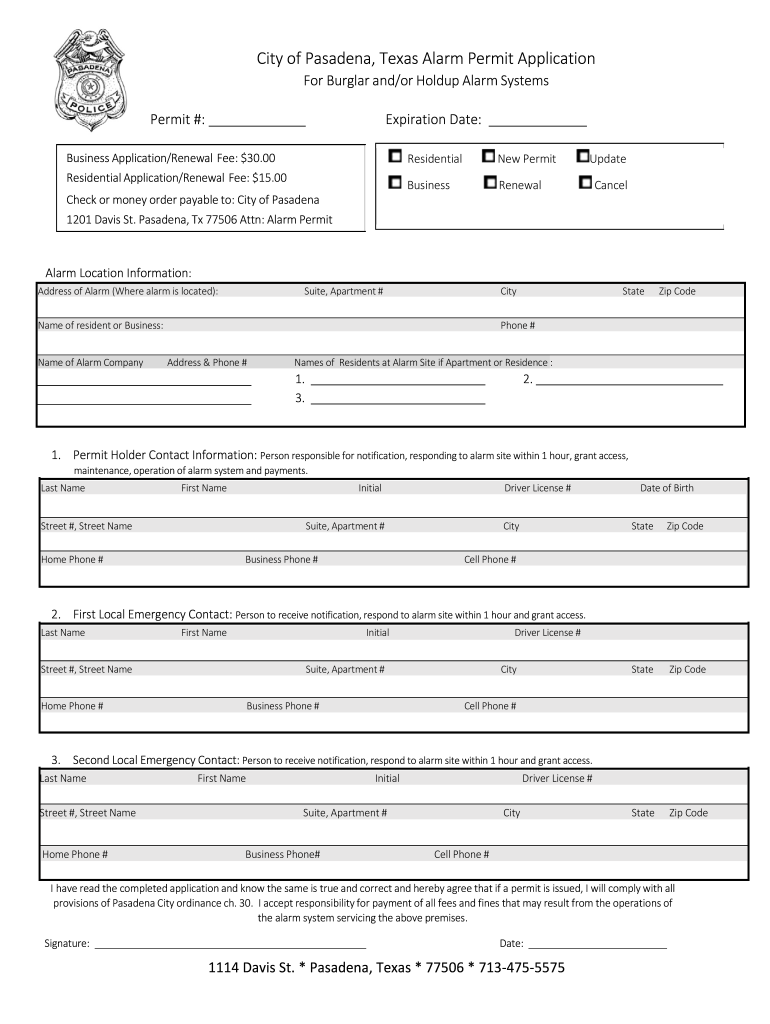Pasadena Permit Office  Form