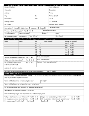 Dobie Ranch Rescue  Form