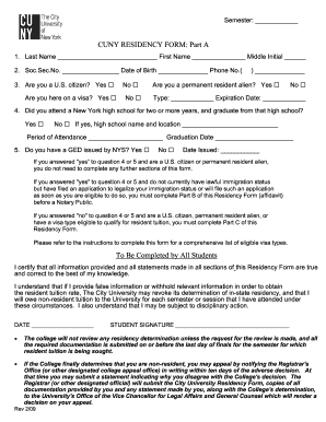 Cuny Residency Form