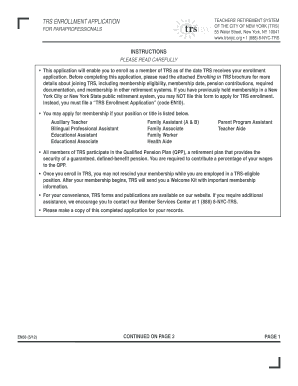  Trs Enrollment Form 2012-2024