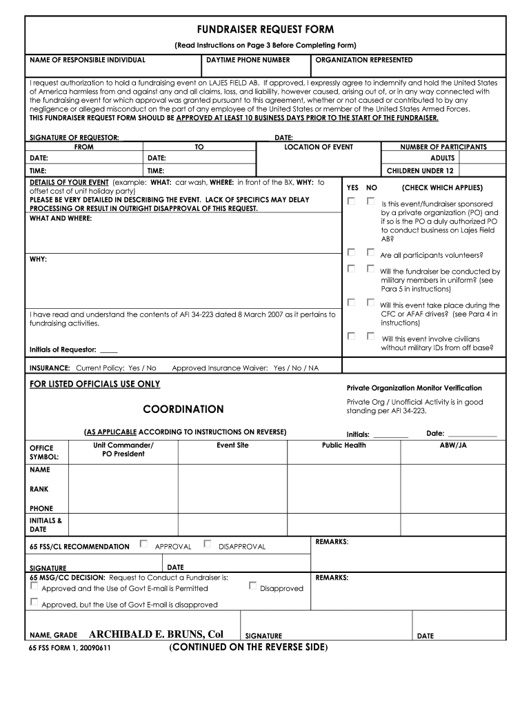 FUNDRAISER REQUEST FORM COORDINATION    LajesFSS