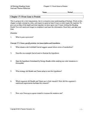 Chapter 17 Reading Guide Ap Biology  Form