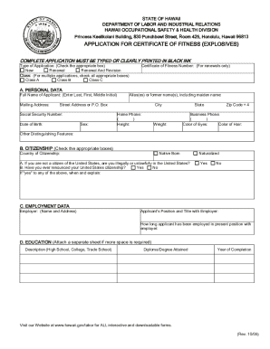 Hawaii Death Certificate  Form
