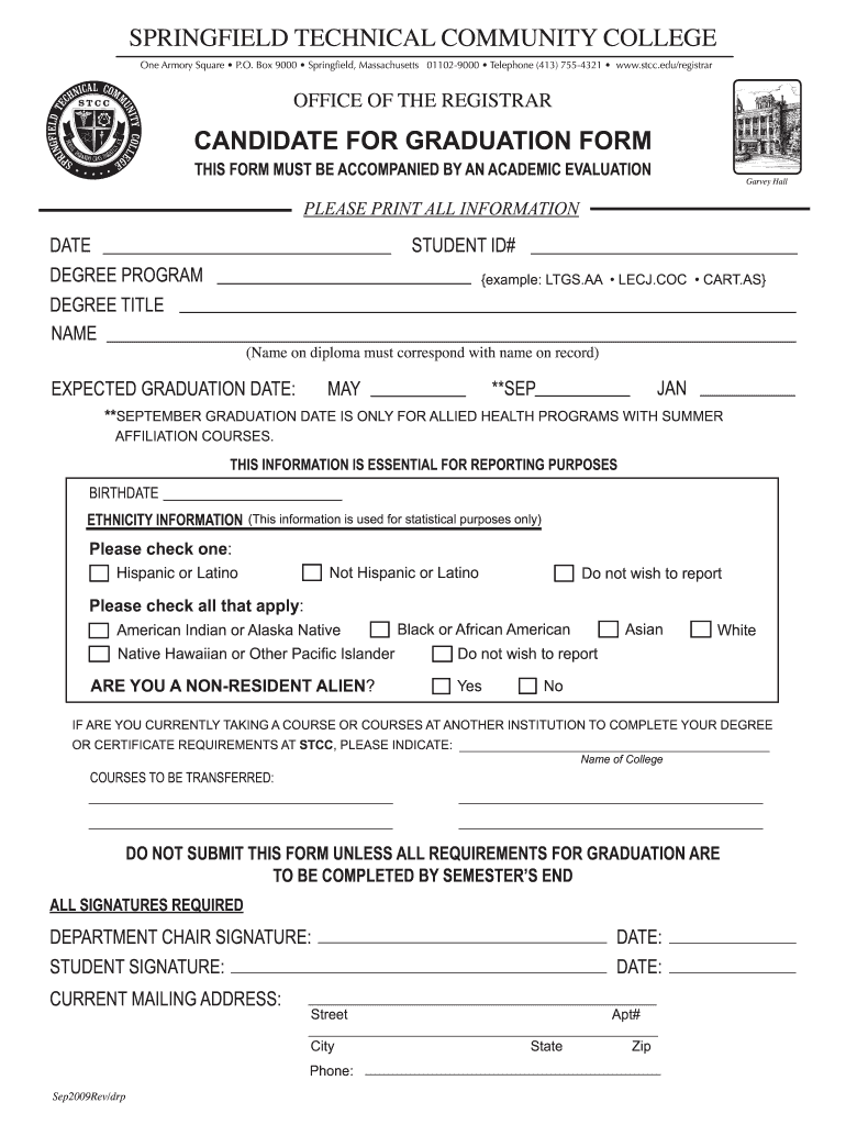  Stcc Candidate for Graduation Form 2009-2024