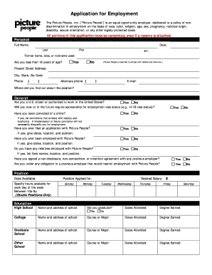 Picture People Application Form