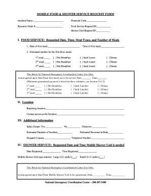 Mobile Food & Shower Service Request Form National Interagency Nifc