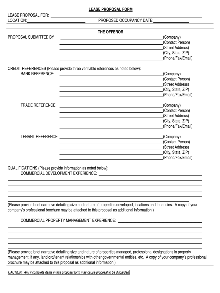 Lease Proposal Form