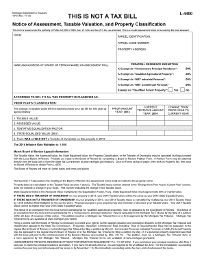  Form 1019, Notice of Assessment, Taxable State of Michigan Michigan 2020